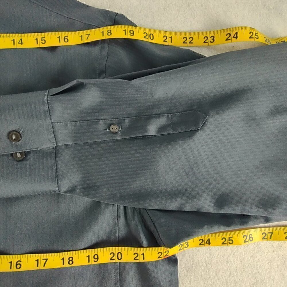 Van Heusen Studio Men Dark Blue To Gray Cotton Blend Dress Shirt Size 16 (34/35) - Picture 8 of 13